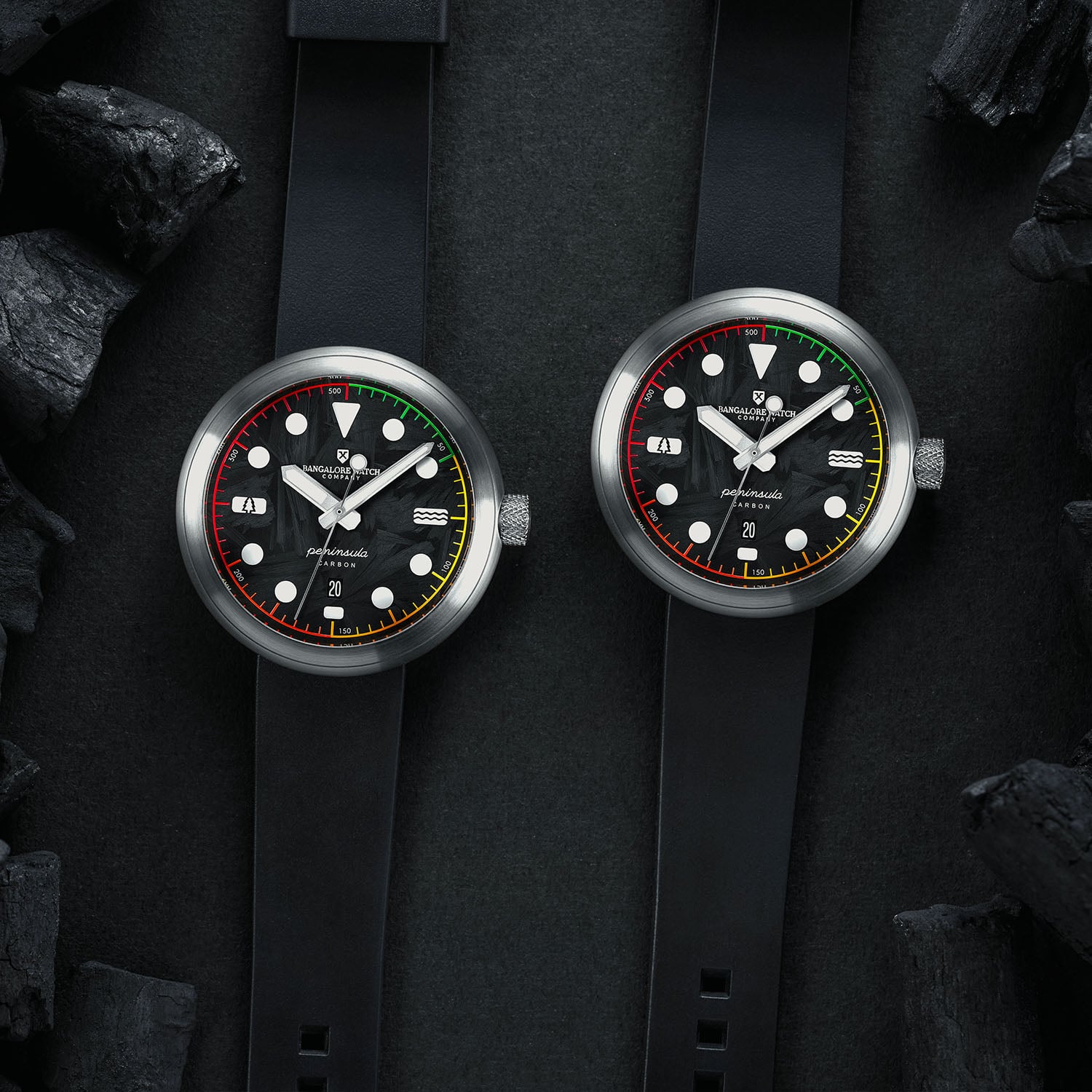 The Bangalore Watch Company Peninsula Carbon, With A Dial Made From Recovered Carbon - Royal Watch Pk