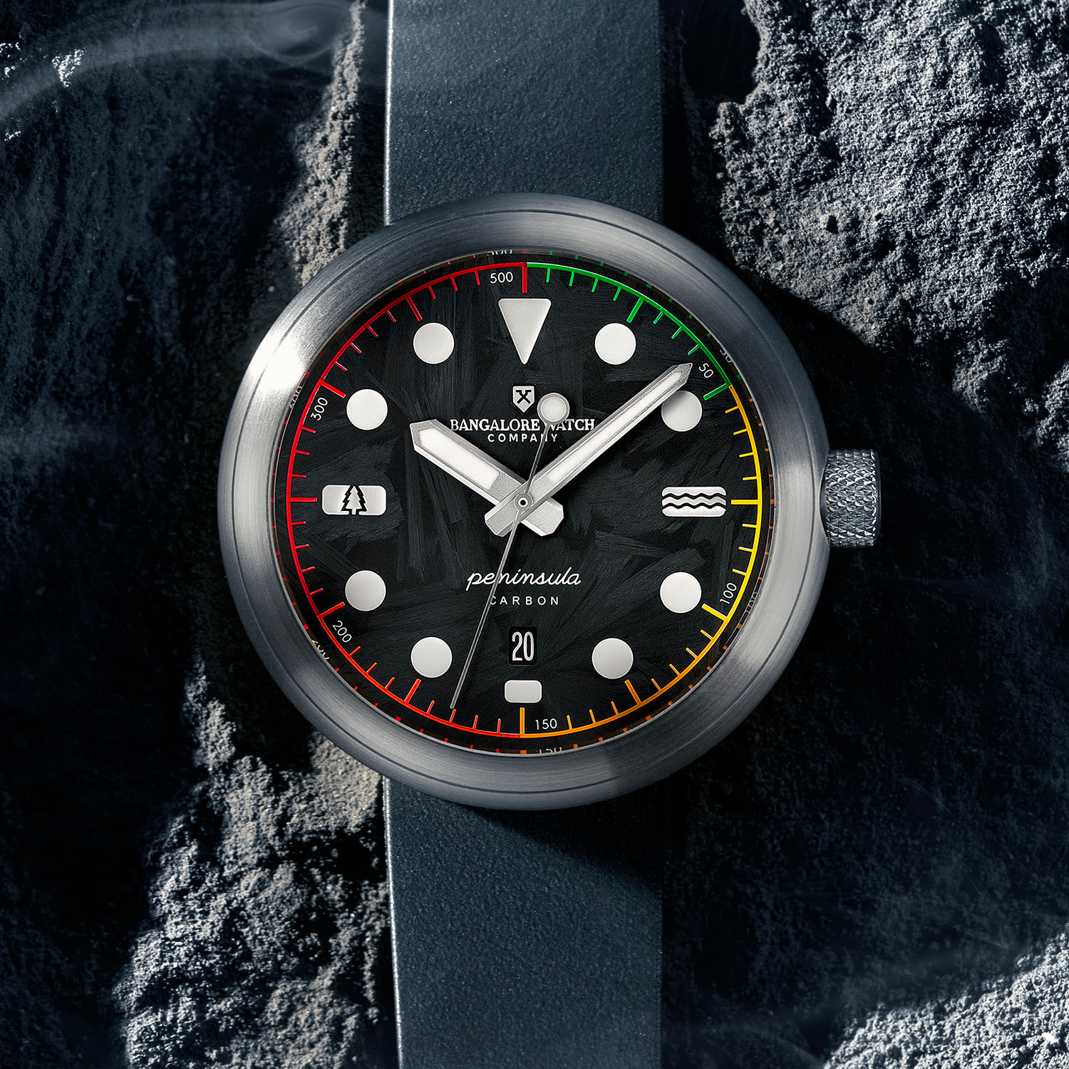 The Bangalore Watch Company Peninsula Carbon, With A Dial Made From Recovered Carbon - Royal Watch Pk