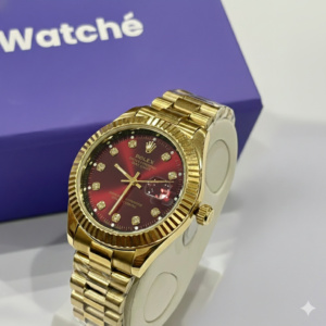 Men Date Only Red Dial Grr Watch Golden