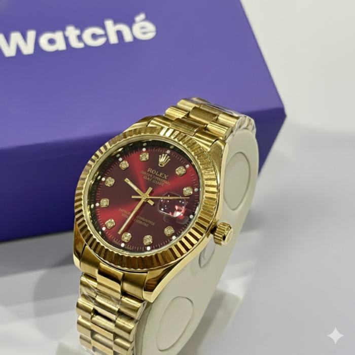 men date only red dial grr watch golden men date only red dial grr watch golden