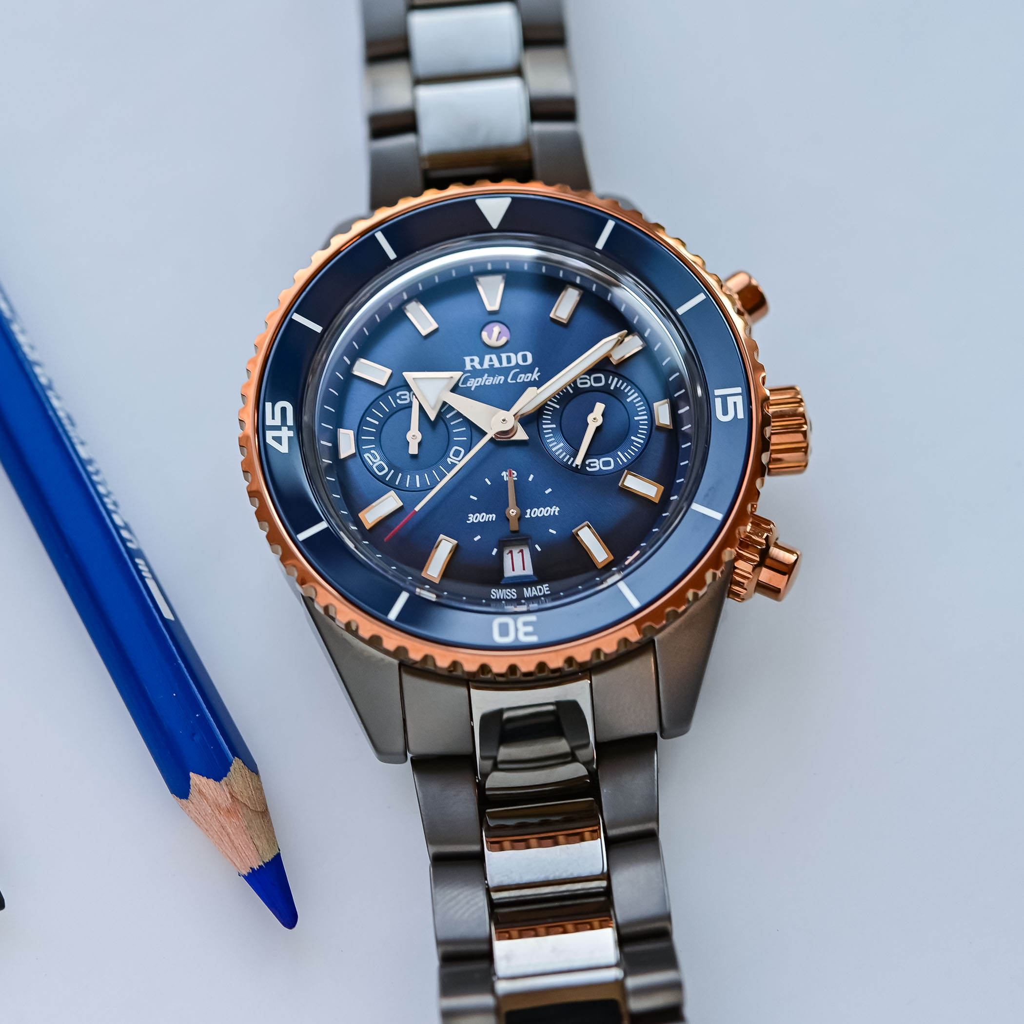 The Rado Captain Cook High-Tech Ceramic Chronograph In Navy Blue - Royal Watch Pk