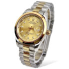 men date only golden dial watch two tone