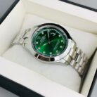 men date only green dial cl watch silver