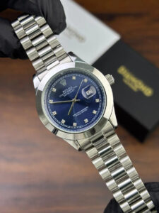 Men Date Only Blue Dial Cl Watch Silver