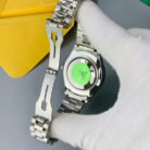 men date only green dial cl watch silver back