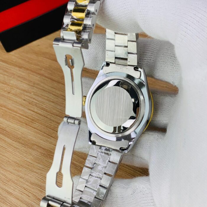 men date only black dial watch two tone lock