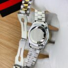 men date only black dial watch two tone back