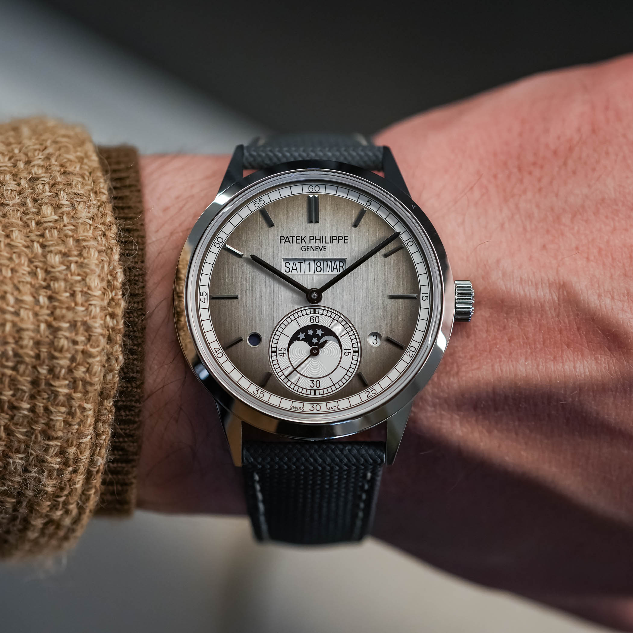 The New Silver-Toned Patek Philippe In-Line Perpetual Calendar 5236P The New Silver-Toned Patek Philippe In-Line Perpetual Calendar 5236P - Royal Watch Pk