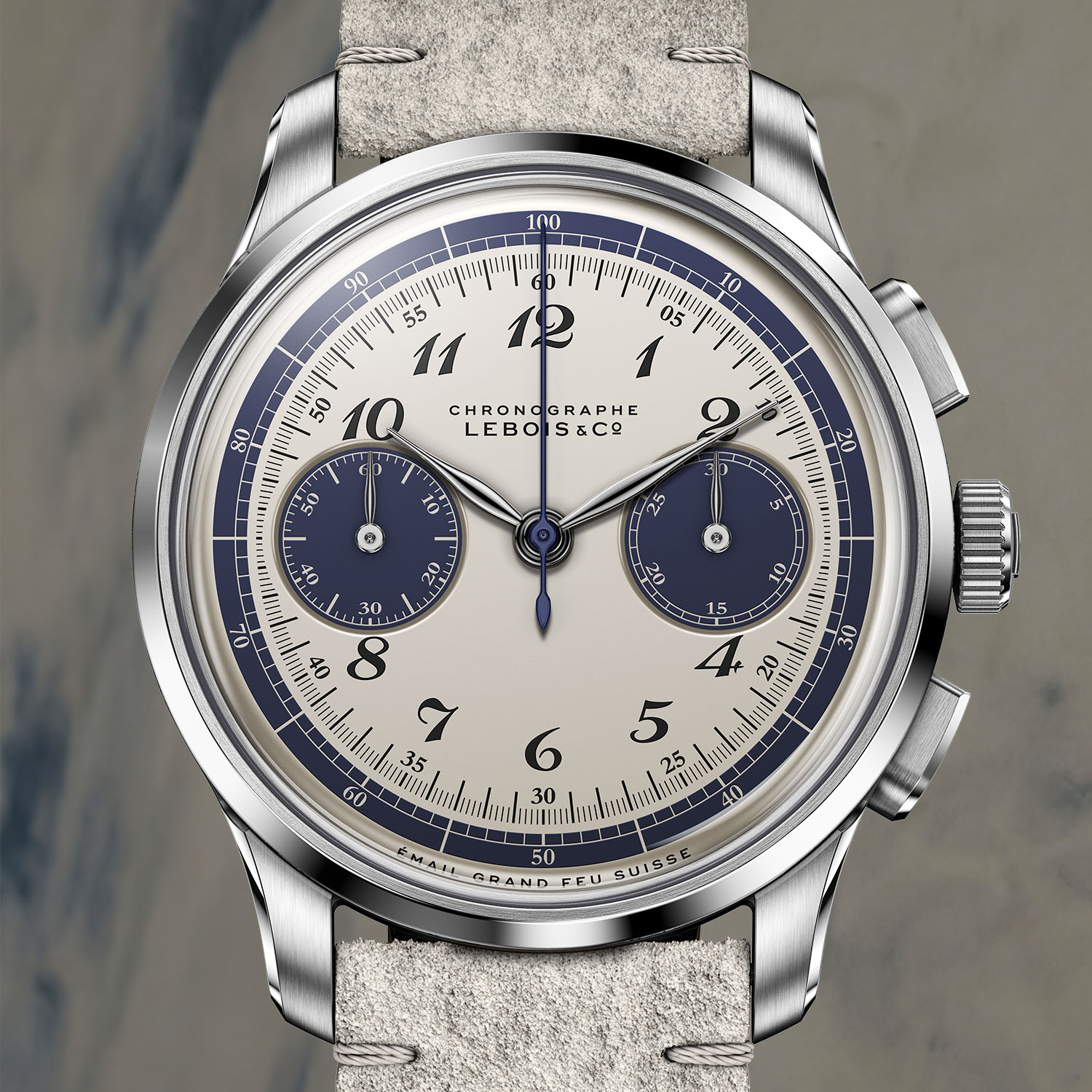 Lebois And Co Heritage Atelier Chronograph Blue Sur Blanc Two-Tone Enamel - 3 Lebois & Co